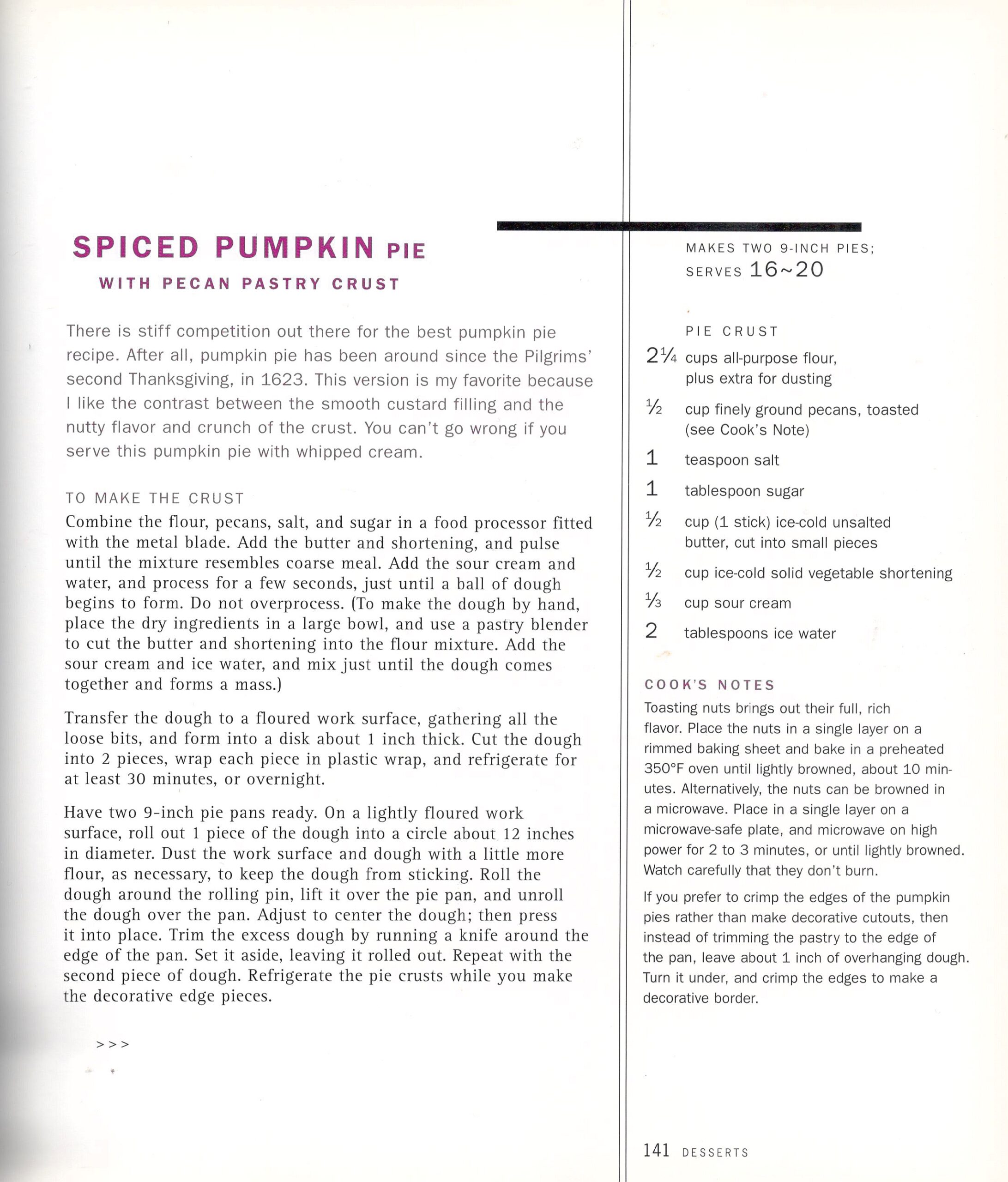 Spiced Pumpkin Pie p.141